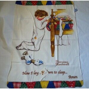 Vintage 80's Boy's Throw Prayer by Norman Rockwell Blanket Boy Praying